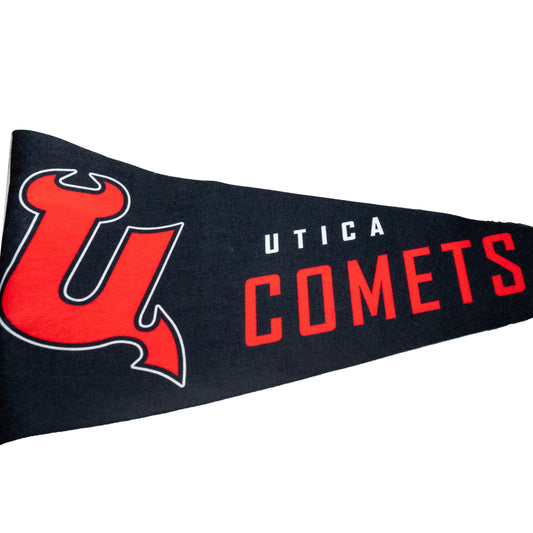 Utica Comets Novelty Black Wincraft U Logo Pennant