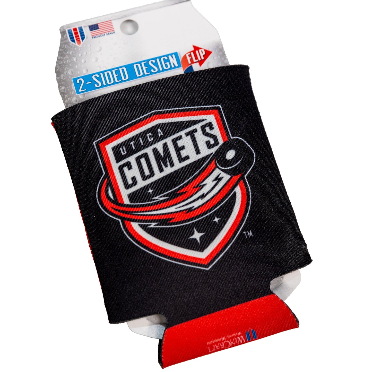 Utica Comets Novelty Wincraft Shield Logo Can Cooler