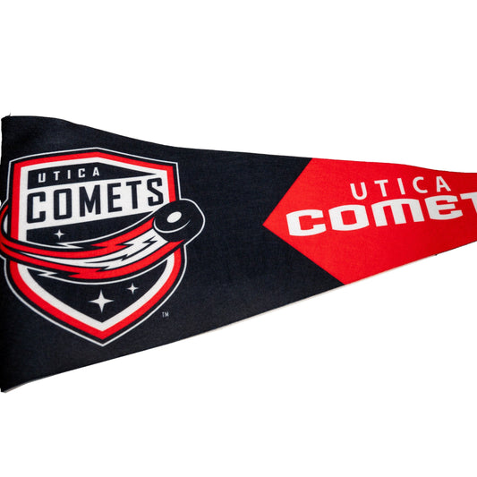 Utica Comets Novelty Black Wincraft Shield Logo Pennant