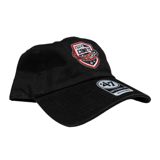 Utica Comets Black 47 Shield Logo Hat