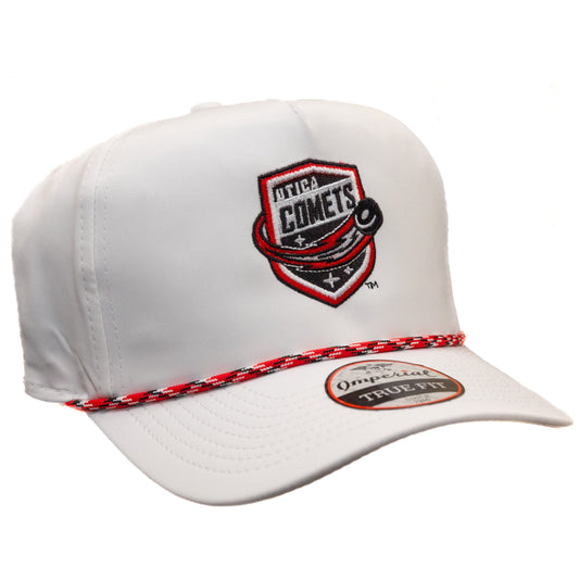 Utica Comets White Imperial Shield Logo Rope Hat