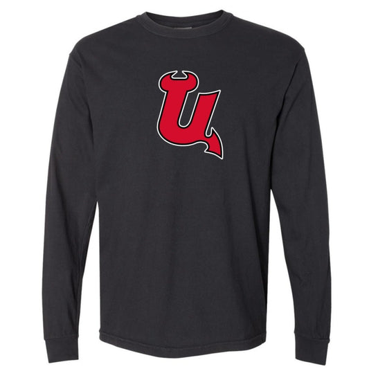 Utica Comets Comfort Colors Black U Logo Long Sleeve